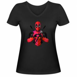Жіноча футболка з V-подібним вирізом Deadpool Love - PrintSalon