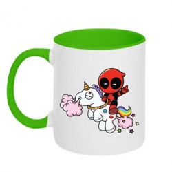 Чашка двокольорова Deadpool on the unicorn - PrintSalon