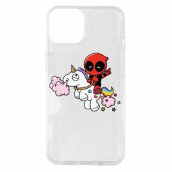 Чохол для iPhone 14 Deadpool on the unicorn - PrintSalon