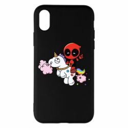 Чохол для iPhone X/Xs Deadpool on the unicorn - PrintSalon