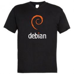 Мужская футболка  с V-образным вырезом Debian - PrintSalon