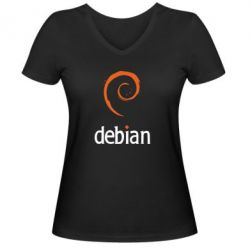 Женская футболка с V-образным вырезом Debian - PrintSalon
