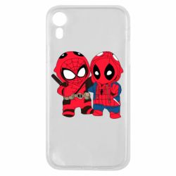 Чехол для iPhone XR Дэдпул и Человек паук - PrintSalon