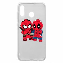 Чехол для Samsung A20 Дэдпул и Человек паук - PrintSalon