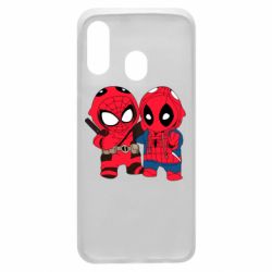 Чехол для Samsung A40 Дэдпул и Человек паук - PrintSalon