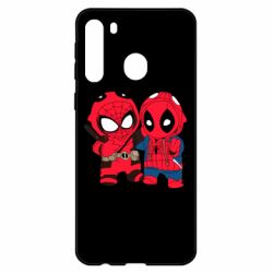 Чехол для Samsung A21 Дэдпул и Человек паук - PrintSalon