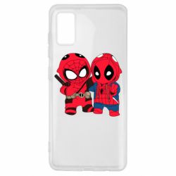 Чехол для Samsung A41 Дэдпул и Человек паук-PrintSalon Чехол для Samsung A41 Дэдпул и Человек паук
