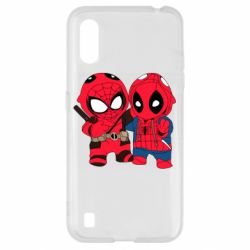 Чехол для Samsung A01/M01 Дэдпул и Человек паук - PrintSalon