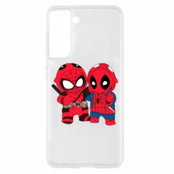 Чехол для Samsung S21 Дэдпул и Человек паук