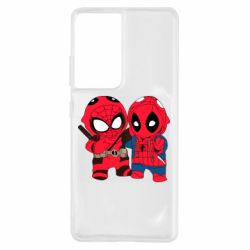 Чехол для Samsung S21 Ultra Дэдпул и Человек паук - PrintSalon