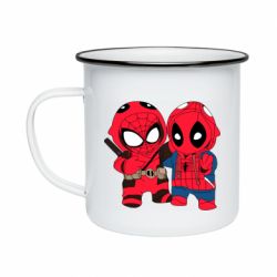 Кружка эмалированная Дэдпул и Человек паук - PrintSalon