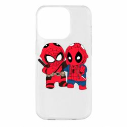Чехол для iPhone 14 Pro Дэдпул и Человек паук - PrintSalon