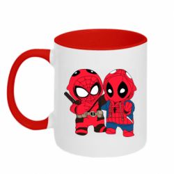 Чашка двухцветная 320ml Дэдпул и Человек паук - PrintSalon