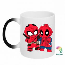 Чашка-хамелеон Дэдпул и Человек паук - PrintSalon