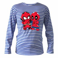 Тельняшка с длинным рукавом Дэдпул и Человек паук - PrintSalon