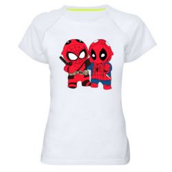 Женская футболка для спорта Дэдпул и Человек паук - PrintSalon