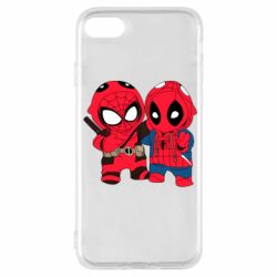Чехол для iPhone 7 Дэдпул и Человек паук - PrintSalon