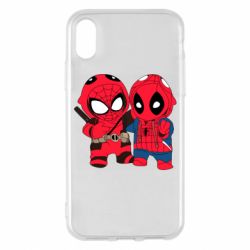 Чехол для iPhone X/Xs Дэдпул и Человек паук - PrintSalon