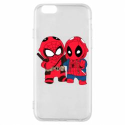 Чехол для iPhone 6/6S Дэдпул и Человек паук - PrintSalon