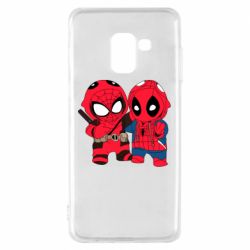 Чехол для Samsung A8 2018 Дэдпул и Человек паук - PrintSalon