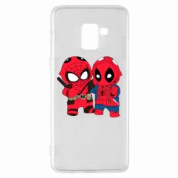 Чехол для Samsung A8+ 2018 Дэдпул и Человек паук - PrintSalon