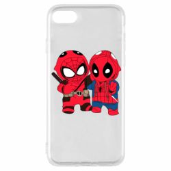 Чехол для iPhone 8 Дэдпул и Человек паук - PrintSalon