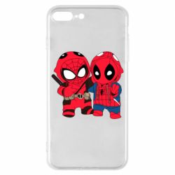 Чехол для iPhone 8 Plus Дэдпул и Человек паук - PrintSalon