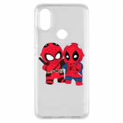 Чехол для Xiaomi Mi A2 Дэдпул и Человек паук - PrintSalon
