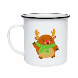 Кружка эмалированная Deer in a scarf - PrintSalon