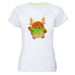 Женская футболка для спорта Deer in a scarf - PrintSalon