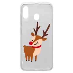 Чехол для Samsung A20 Deer with red nose - PrintSalon