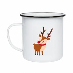 Кружка эмалированная Deer with red nose - PrintSalon