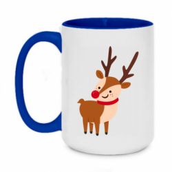 Чашка двухцветная 420ml Deer with red nose - PrintSalon