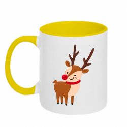 Чашка двухцветная 320ml Deer with red nose - PrintSalon