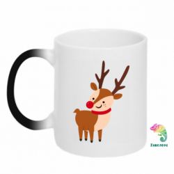 Чашка-хамелеон Deer with red nose - PrintSalon
