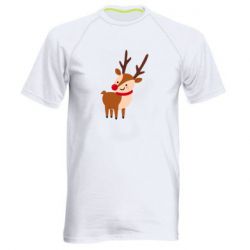 Мужская футболка для спорта Deer with red nose - PrintSalon