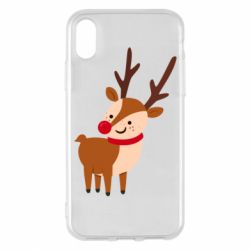 Чехол для iPhone X/Xs Deer with red nose - PrintSalon