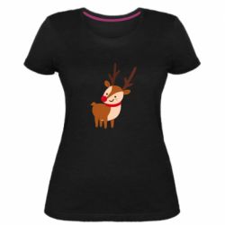 Женская премиум футболка Deer with red nose - PrintSalon