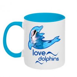 Чашка двухцветная 320ml Дельфин - PrintSalon