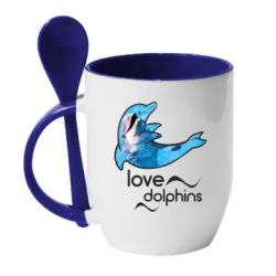 Чашка с ложкой Дельфин - PrintSalon