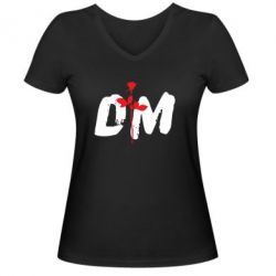 Женская футболка с V-образным вырезом depeche mode logo - PrintSalon