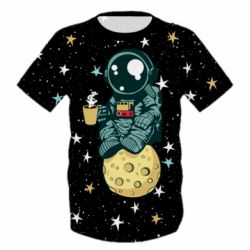 Дитяча 3D футболка Astronaut and coffee - PrintSalon