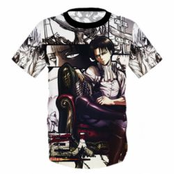 Дитяча 3D футболка Attack on Titan Кapral Levi - PrintSalon