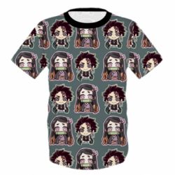 Детская 3D футболка Cute Tanjiro with Nezuko - PrintSalon