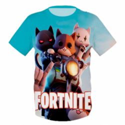 Детская 3D футболка Fortnite Meowscles Kit