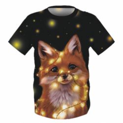 Дитяча 3D футболка Fox And Christmas Lights - PrintSalon