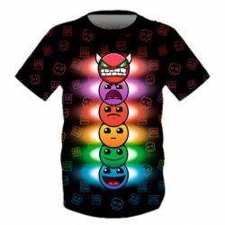 Дитяча 3D футболка Geometry Dash Levels - PrintSalon