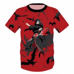 Дитяча 3D футболка Itachi Uchiha with crows - PrintSalon