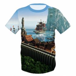 Детская 3D футболка Minecraft beautiful town - PrintSalon