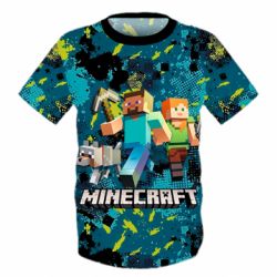 Дитяча 3D футболка Minecraft Steve Alex And Dog - PrintSalon